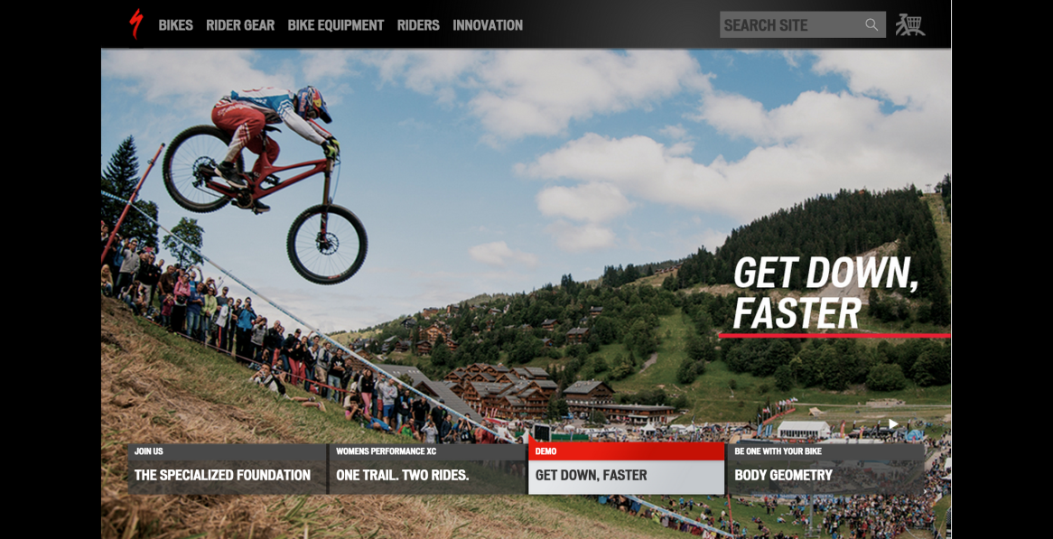 Specialized homepage with logo redesign Specialized homepage with logo redesign