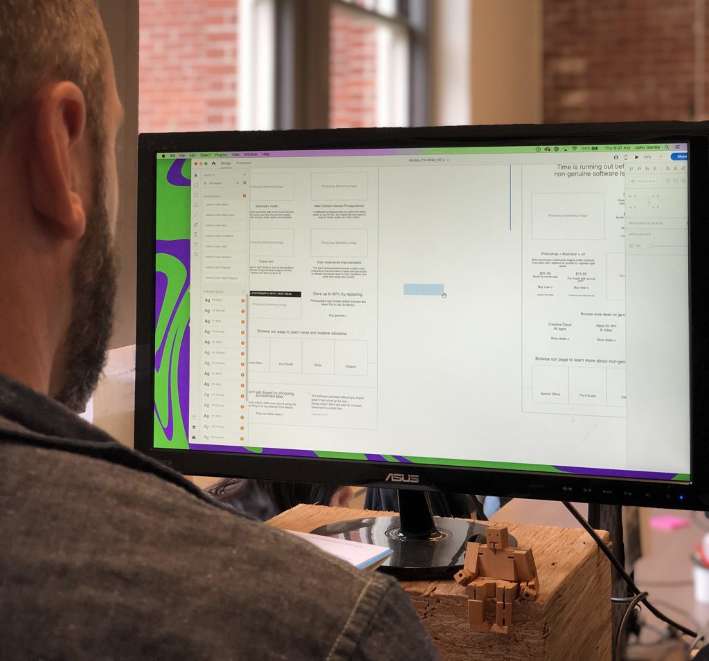 CXO, John Gentle, working in design file.